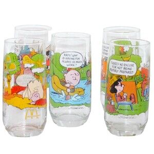5 Vtg Camp Snoopy Collection McDonalds Drinking Glasses